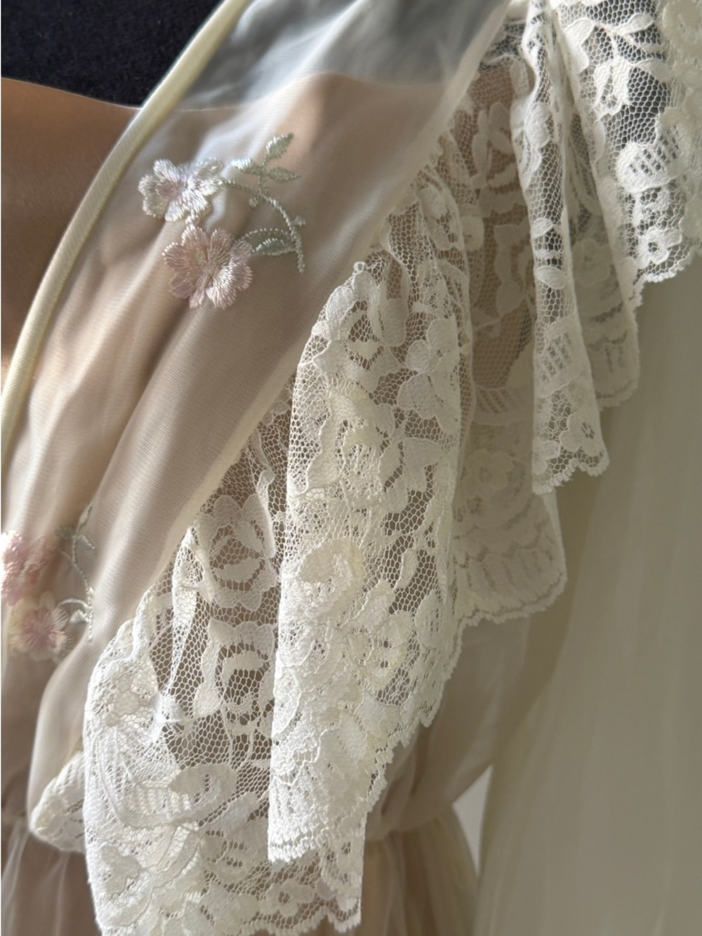 Vintage Sheer Lace Robe in Ivory - Women's Intimates - Picture 5 of 15